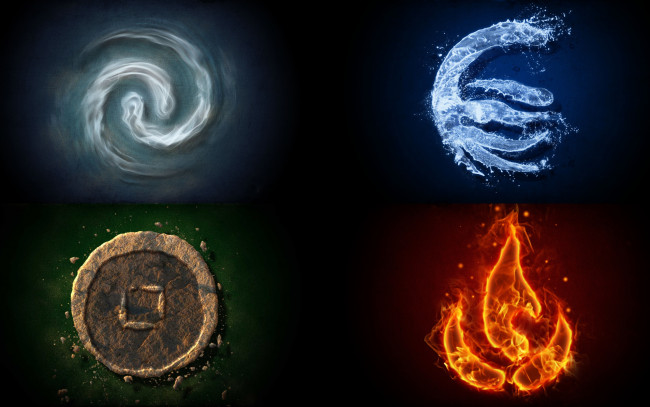 Обои картинки фото magical, elements, разное, надписи, логотипы, знаки, огонь, земля, вода, воздух, элементы