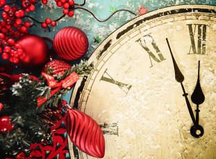 Картинка праздничные -+разное+ новый+год игрушки украшения циферблат часы