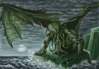 Картинка фэнтези существа ктулху чудовище море щулальца мистика ужас