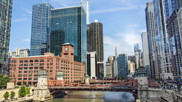 Картинка города Чикаго+ сша дома мост река Чикаго