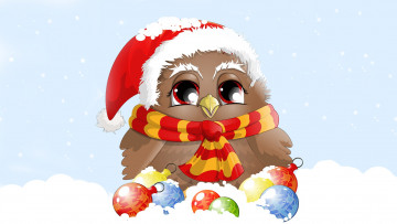 Картинка праздничные рисованные шарф шарики птичка