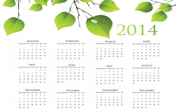 обоя календари, рисованные,  векторная графика, календарь, листочки, 2014