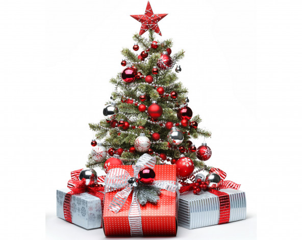 Обои картинки фото праздничные, Ёлки, елка, подарки, украшения