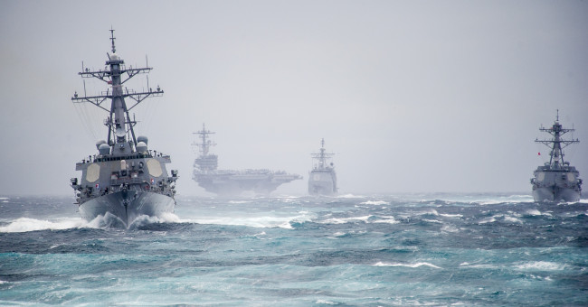 Обои картинки фото uss george h,  bush in the atlantic ocean, корабли, разные вместе, авианосец, шторм, джордж, буш, атлантический, океан