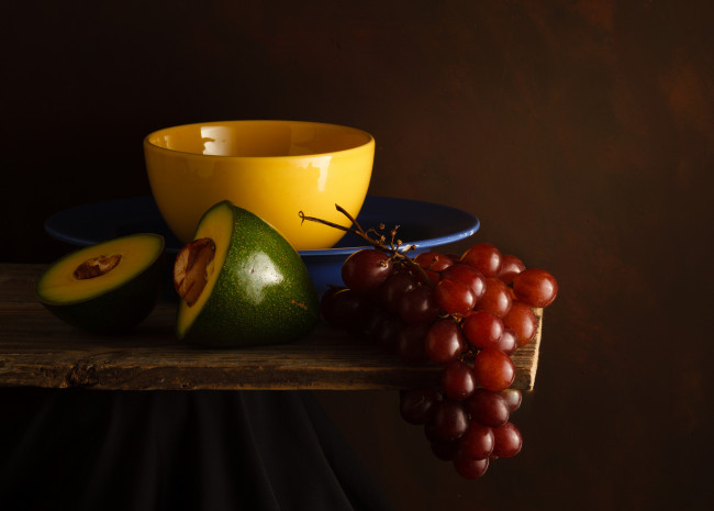 Обои картинки фото еда, фрукты и овощи вместе, виноград, авокадо