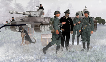 Картинка 3д+графика армия+ military танки овчарка солдаты