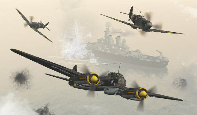 Обои картинки фото 3д графика, армия , military, самолеты, корабль