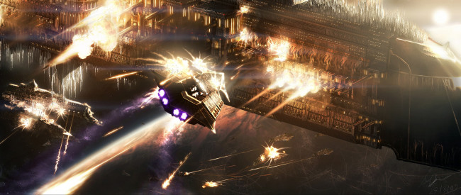 Обои картинки фото видео игры, warhammer 40, 000,  space marine, космос, корабли, война, огонь