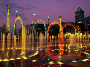 Картинка города -+фонтаны подсветка фонтаны огни