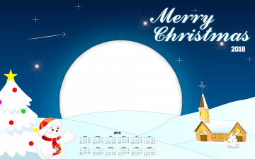Картинка календари праздники +салюты 2018 снеговик елка дом