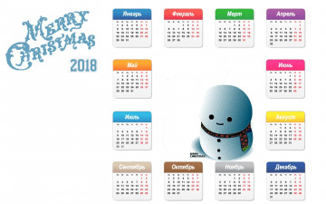 обоя календари, праздники,  салюты, 2018, снеговик