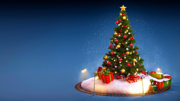 Картинка праздничные ёлки подарки елка звезда поезд
