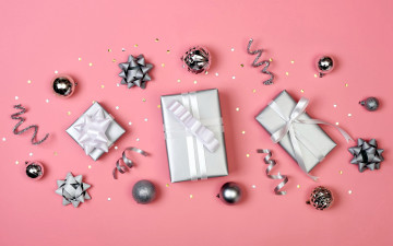 Картинка праздничные подарки+и+коробочки серпантин подарки шарики