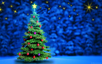 Картинка праздничные ёлки звезда шарики елка