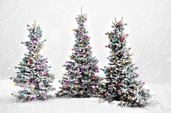 Обои картинки фото праздничные, ёлки, шарики, елки, игрушки, снег