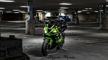 Картинка мотоциклы kawasaki мотоцикл кавасаки зеленый подземная парковка японские ninja