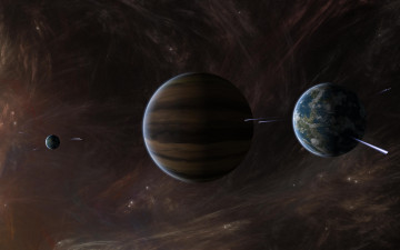 Картинка космос арт межзвездный газ планеты звезды газовый гигант