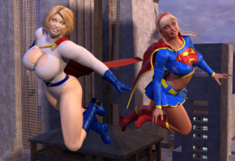 Картинка 3д+графика fantasy+ фантазия супермены девушки