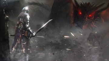 Картинка dark+souls+ii видео+игры воин дракон меч ящер доспех