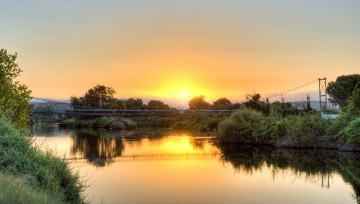 Картинка природа восходы закаты заря мост река