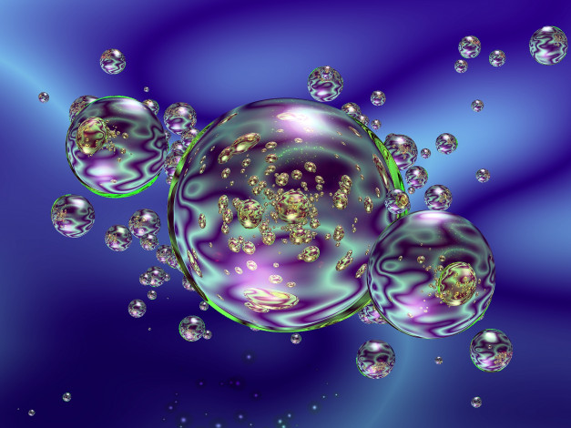 Обои картинки фото 3д графика, abstract , абстракции, пузыри, радужные, вода