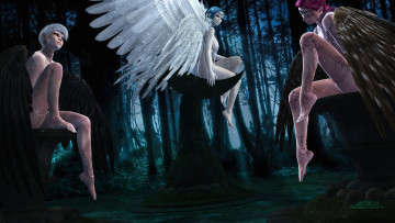 Картинка 3д+графика ангел+ angel девушки взгляд фон ангелы