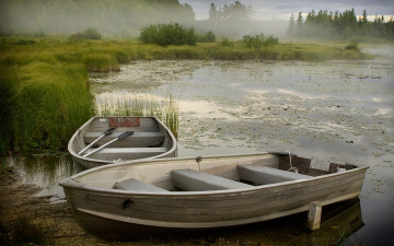Картинка корабли лодки +шлюпки туман утро