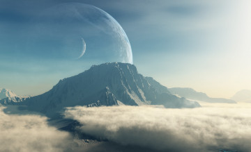 Картинка 3д+графика атмосфера настроение+ atmosphere+ +mood+ поверхность горы планета