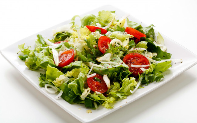 Обои картинки фото еда, салаты,  закуски, зелень, салат, помидоры