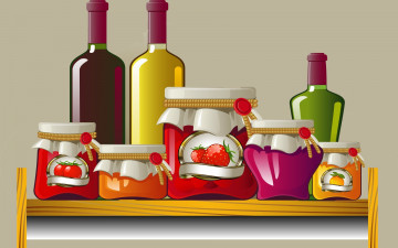 Картинка векторная+графика еда+ food бутылки банки варенье