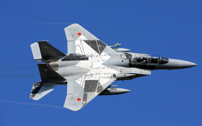 Обои картинки фото mitsubishi f-15j, авиация, боевые самолёты, jf, силы, самообороны, японии, ввс, макдоннелл, дуглас, mitsubishi, heavy, industries, f15dj, истребитель