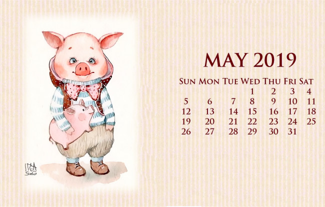 Обои картинки фото календари, рисованные,  векторная графика, поросенок, одежда, свинья