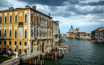 обоя города, венеция , италия, канал, собор
