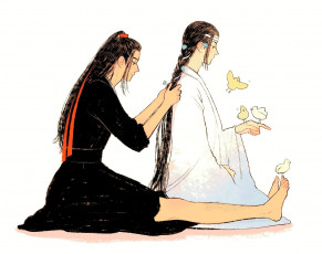 Картинка аниме mo+dao+zu+shi вэй усянь лань ванцзи коса птички