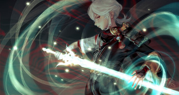 Картинка аниме genshin+impact парень меч магия