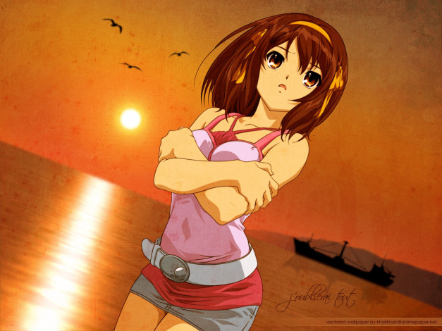 Обои картинки фото аниме, the, melancholy, of, haruhi, suzumiya