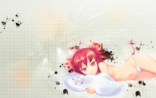 Обои картинки фото аниме, *unknown, другое, подушка, девушка