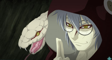 Картинка аниме naruto кабуто змей очки капюшон взгляд парень печать руки улыбка