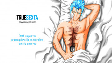 Картинка аниме bleach взгляд шрам улыбка шестой секста синие волосы лежит секси пустой парень арт джагерджак гримджоу блич
