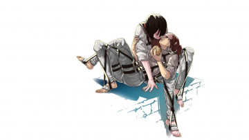 Картинка аниме shingeki+no+kyojin art sasha browse объятья mikasa ackerman девушки солдаты хлеб yuri поцелуй нежность