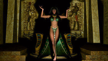 Картинка 3д+графика люди+ people взгляд девушка египтянка фон ритуал