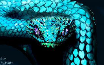 Картинка рисованное животные +змеи взгляд шипы змея