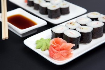 Картинка еда рыба +морепродукты +суши +роллы японская кухня роллы имбирь