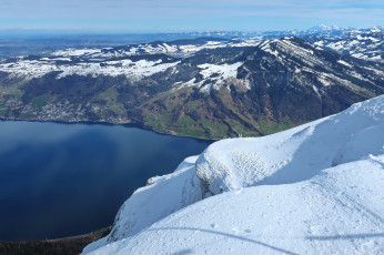 Картинка природа пейзажи снег горы озеро