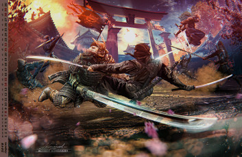 Картинка календари фэнтези сражение оружие самурай