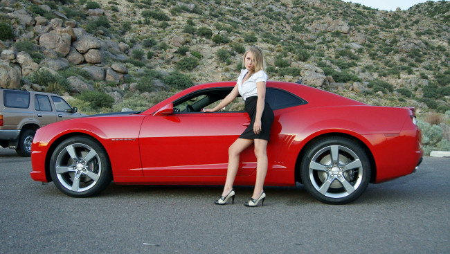 Обои картинки фото автомобили, -авто с девушками, красное, авто