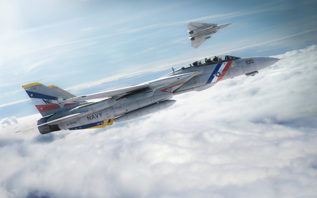 Обои картинки фото grumman f-14 tomcat, авиация, боевые самолёты, военная, f14, us, air, force, многоцелевой, истребитель, реактивный, american, fighter, grumman, f-14, tomcat