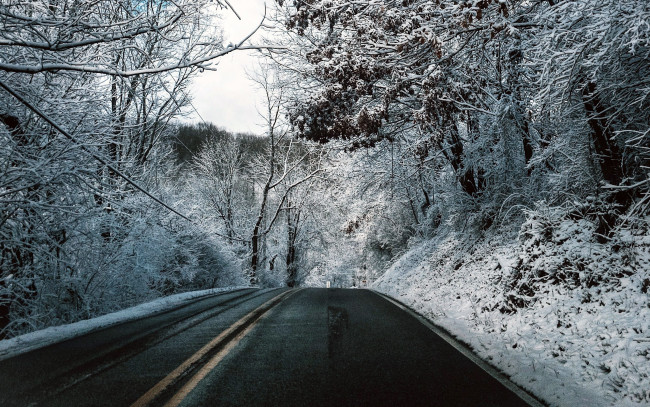 Обои картинки фото природа, дороги, шоссе, зима