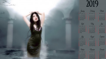 Картинка календари фэнтези вода колонна девушка