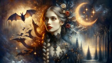 обоя фэнтези, девушки, нейросети, графика, нейроарт, ai, art, нейронные, сети, рисунки, нейро, искусство, нейрографика, graphics, neuroart, neural, networks, drawings, neuro, neurography